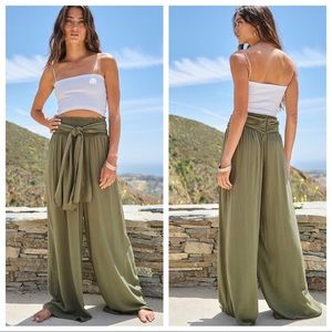 Most Fabulous High Waist Wide Leg Tie at Waist Pants